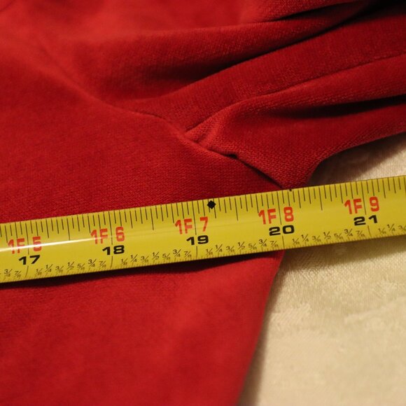 Cass Vibrant Red Velvet Jacket Size Petite Large Hook & Eye Front Closure - Picture 14 of 16